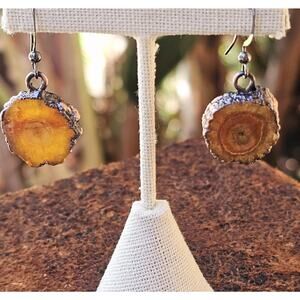 Topaz Druzy Gunmetal Irreg. Drop Earrings